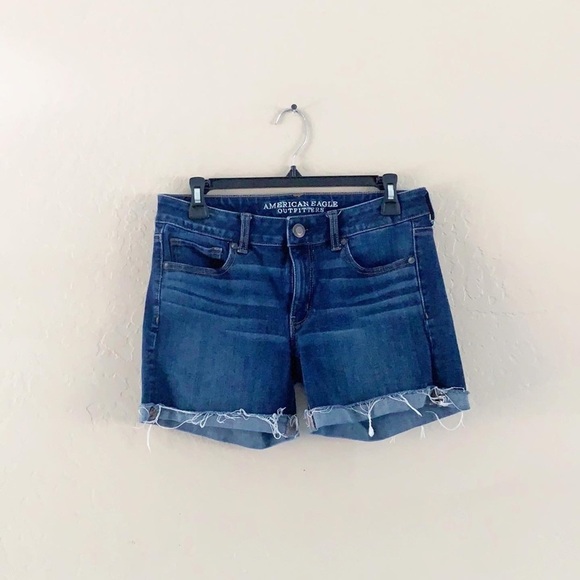 American Eagle Midi 360 Stretch Blue Denim‎ Shorts - Picture 1 of 7